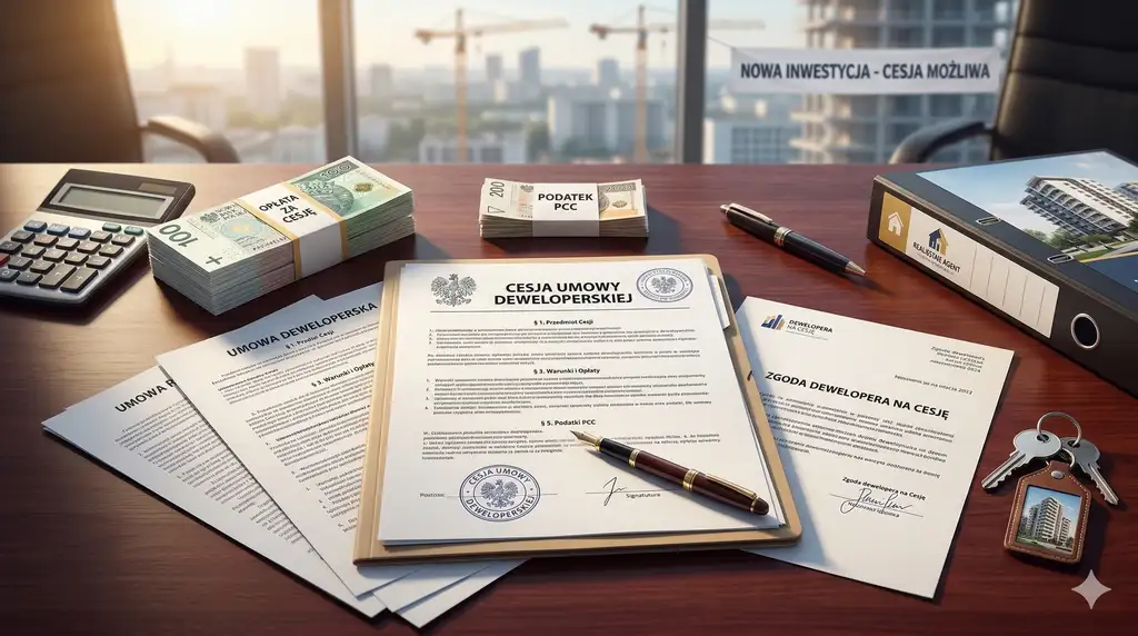 Cesja umowy deweloperskiej lub rezerwacyjnej, jakie opłaty, podatki i zgody są potrzebne?