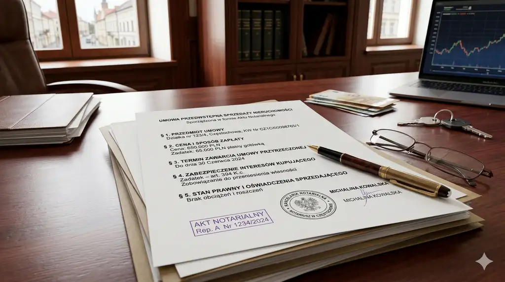 Umowa przedwstępna u notariusza, co musi zawierać, żeby realnie zabezpieczać kupującego?